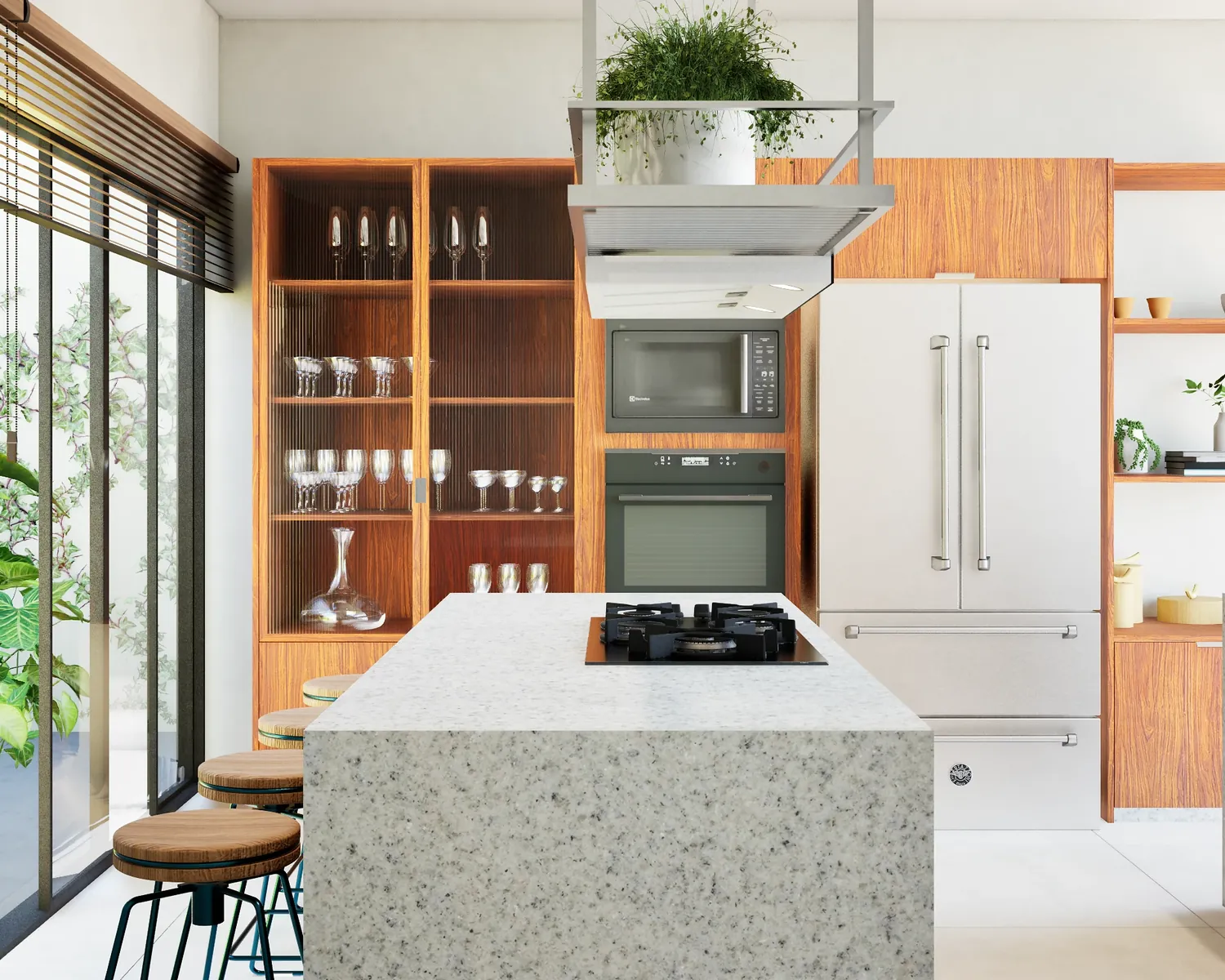 Cozinha Jardim: ilha em granito Siena
